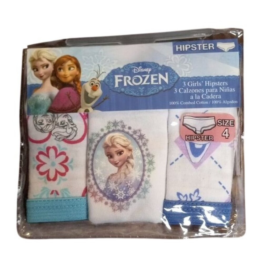 Disney Size 4 Frozen Girls Hipster Underwear 3-Pack 100% Combed Cotton NEW